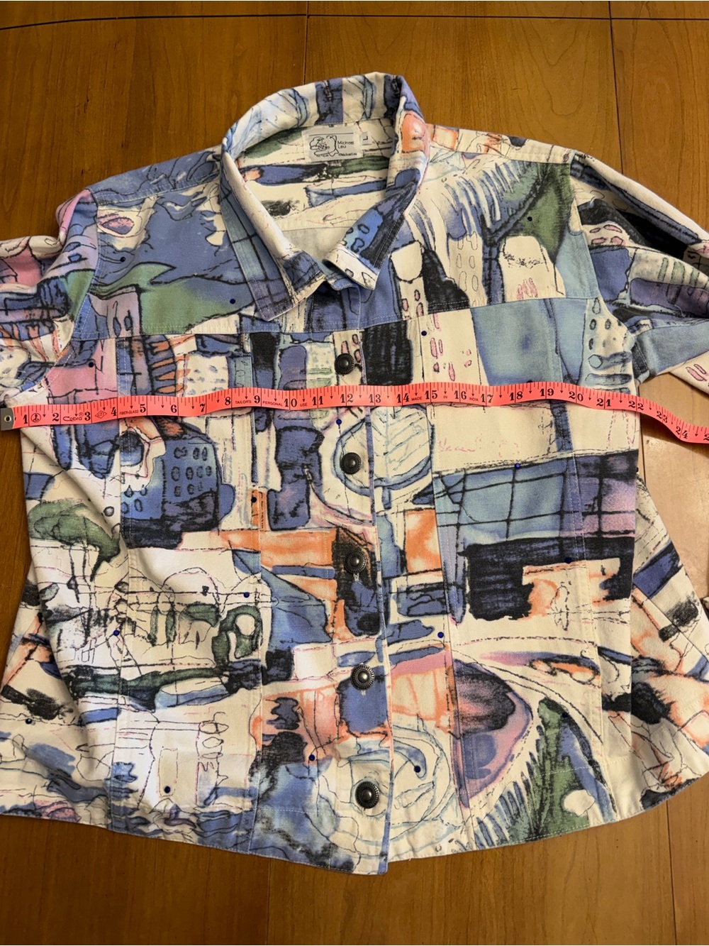 Michael Leu Vintage Maximalist Abstract Watercolor Print Button-Up Jacket | L - Picture 11 of 14